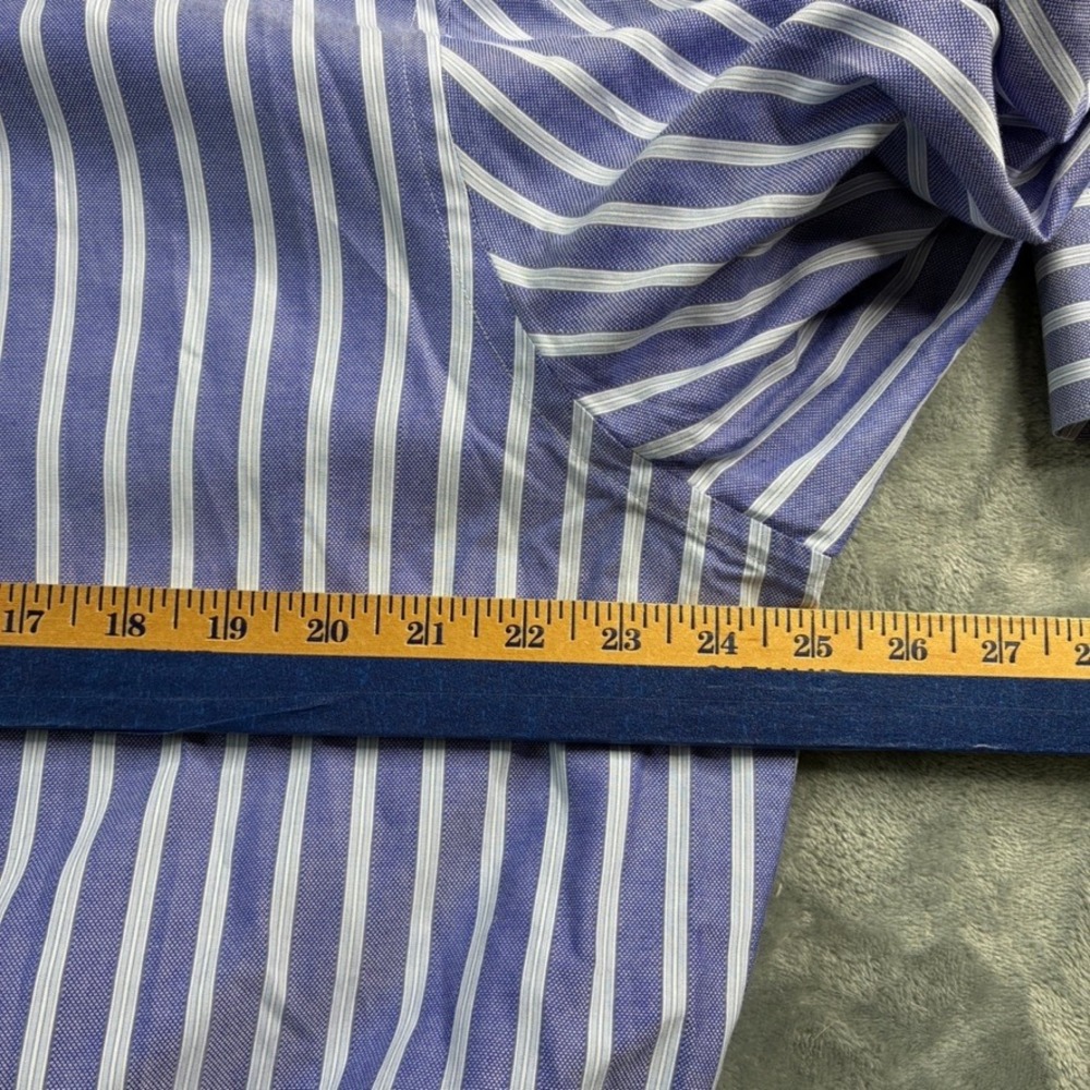 Banana Republic Fitted Blue White Stripe Dress‎ Shirt XL 17-17 1/2 Cotton - Picture 6 of 14